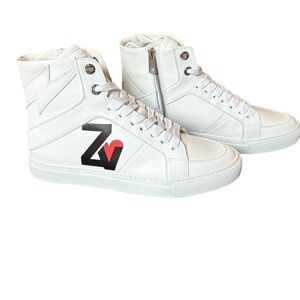Zadig & Voltaire High Flash Heart Logo Sneaker White Size 39 (US 8) NWT w/bag